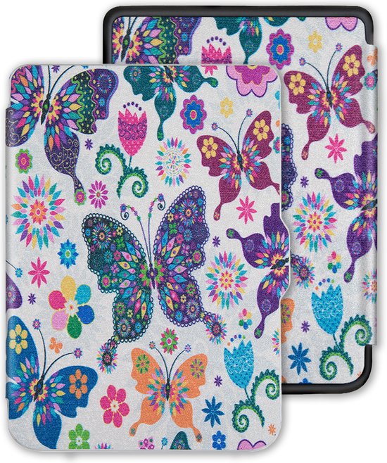 Lunso - Geschikt voor Kobo Clara HD hoes (6 inch) - sleep cover - Vlinders