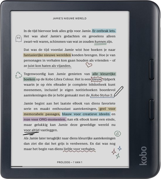 Kobo Libra Colour - E-reader - 7 inch kleurenscherm - 32GB - Luisterboeken - Zwart