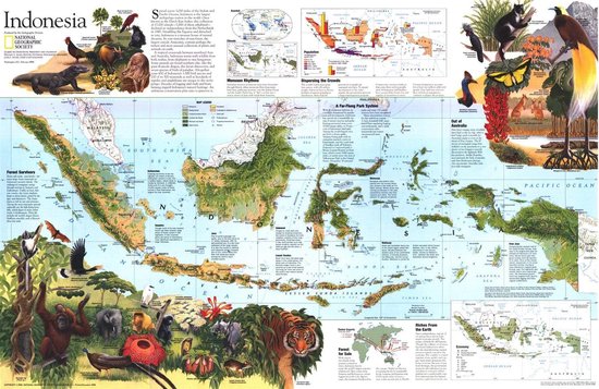 National Geographic: Indonesia Theme 1996 - Historic Wall Map Series - 31 x 20.25 inches - Paper Rolled