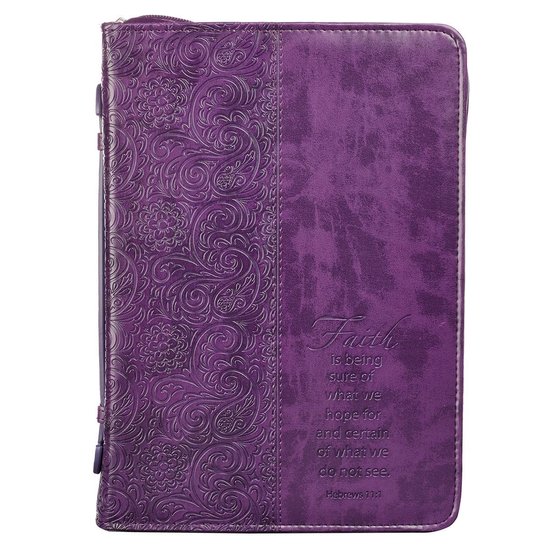 Bible Cover Xlarge Luxleather Purple/Faith