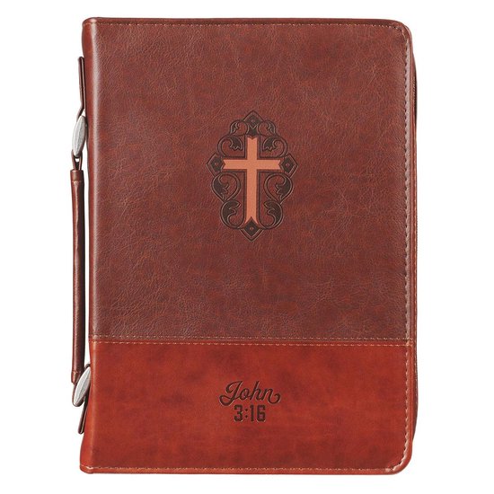 Classic Bible Cover Medium Luxleather Cross - John 3:16