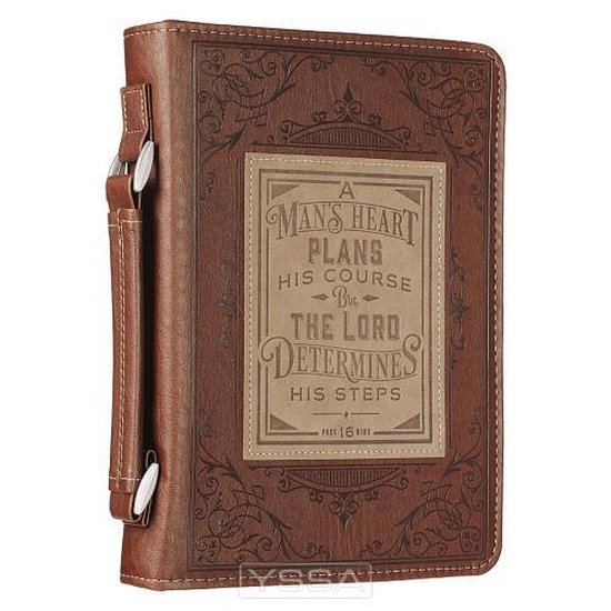 Classic Bible Cover Large Luxleather a Man's Heart - Prov 16:9