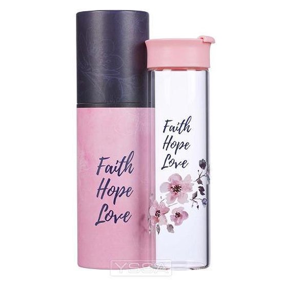 Water Bottle Glass Faith Hope Love