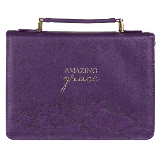 Bible Cover Purple Floral Amazing Grace