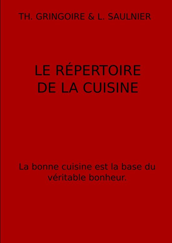 LE RÉPERTOIRE DE LA CUISINE