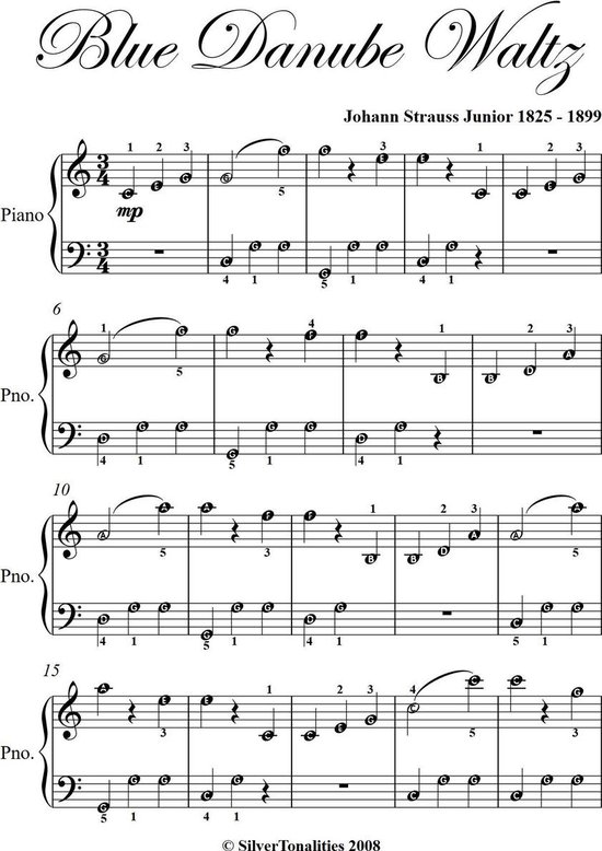 Blue Danube Waltz Easy Piano Sheet Music