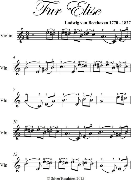 Fur Elise Easy Violin Sheet Music