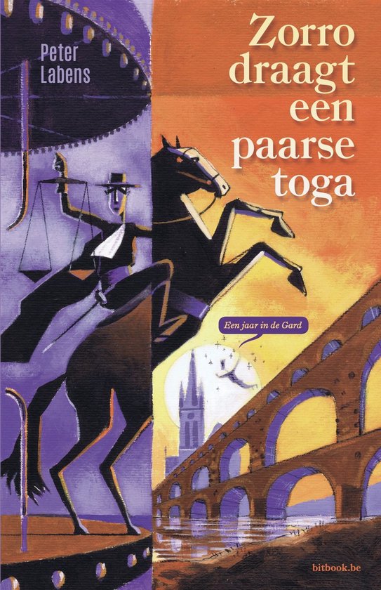 Zorro draagt een paarse toga