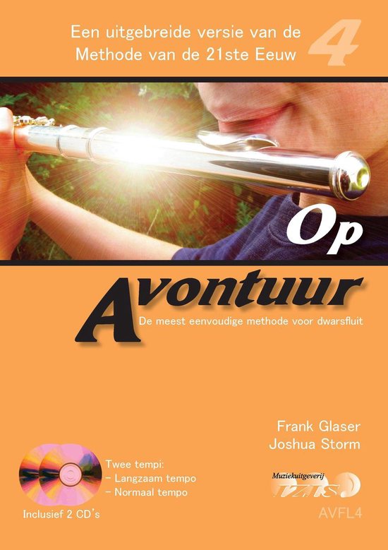 OP AVONTUUR voor dwarsfluit deel 4. Incl. 2 cd's die ook gedownload kunnen worden. Langzaam en normaal tempo. fluit, methode, bladmuziek, lesboek, meespeel cd, begeleiding, play-along