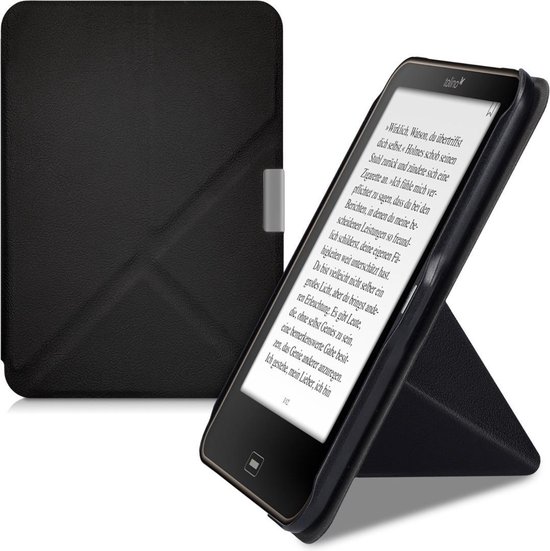 kwmobile e-reader hoesje geschikt voor Tolino Vision 1 / 2 / 3 / 4 HD hoes - Ereader flip case met standaard - E reader cover van kunstleer - In zwart