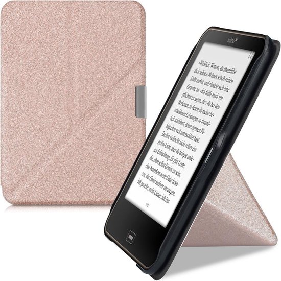 kwmobile e-reader hoesje geschikt voor Tolino Vision 1 / 2 / 3 / 4 HD hoes - Ereader flip case met standaard - E reader cover van kunstleer - In roségoud