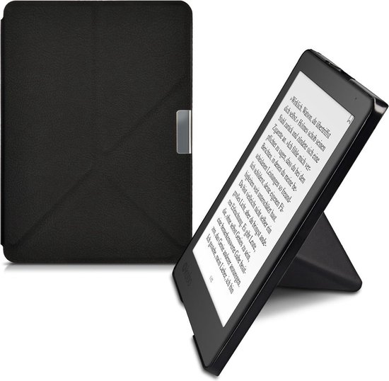 kwmobile e-reader hoesje geschikt voor Kobo Aura Edition 2 hoes - Ereader flip case met standaard - E reader cover van kunstleer - In zwart