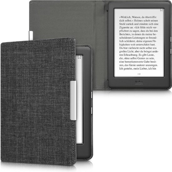 kwmobile hoes geschikt voor Kobo Glo HD / Touch 2.0 - Stoffen beschermhoes voor e-reader in donkergrijs