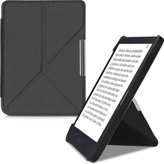 kwmobile e-reader hoesje geschikt voor Tolino Shine 3 hoes - Ereader flip case met standaard - E reader cover van kunstleer - In zwart