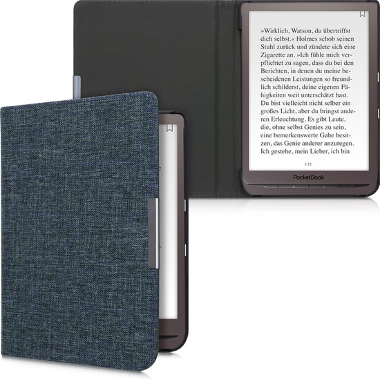 kwmobile hoes geschikt voor Pocketbook InkPad 3 / 3 Pro / Color / Vivlio InkPad 3 - Stoffen beschermhoes voor e-reader in blauw
