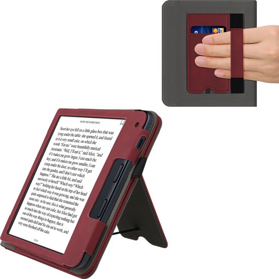 kwmobile e-reader hoesje geschikt voor Kobo Libra 2 hoes - E reader flip case van kunstleer - Ereader cover met stand - In donkerrood