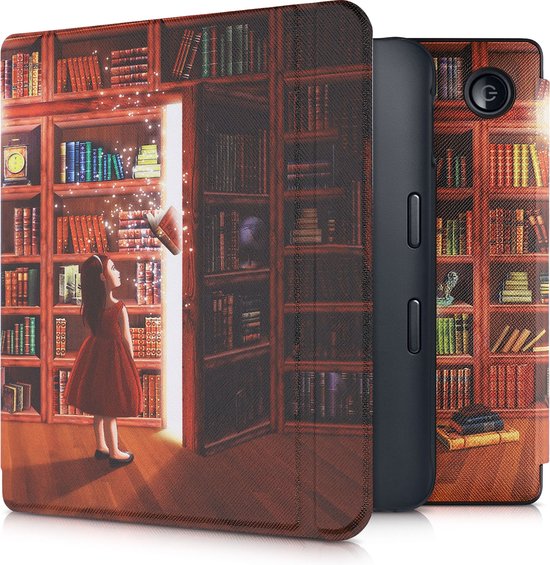 kwmobile e-reader hoesje geschikt voor Kobo Libra 2 hoes - E reader flip case met magnetische sluiting - Ereader cover - Magische Bibliotheek design in meerkleurig