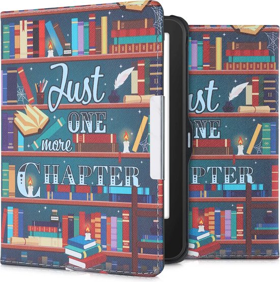 kwmobile e-reader hoesje geschikt voor Tolino Vision 1 / 2 / 3 / 4 HD hoes - E reader flip case met magnetische sluiting - Ereader cover - bibliotheek design in meerkleurig