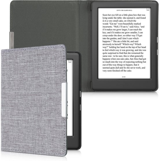 kwmobile hoes geschikt voor Kobo Glo HD / Touch 2.0 - Stoffen beschermhoes voor e-reader in lichtgrijs