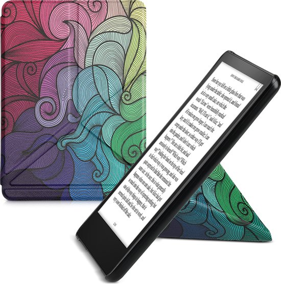 kwmobile e-reader hoesje geschikt voor Amazon Kindle Paperwhite 11. Generation 2021 hoes - Ereader flip case met standaard - E reader cover van kunstleer - In roze / blauw / groen