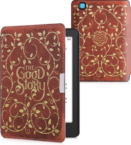 kwmobile e-reader hoesje geschikt voor Kobo Aura Edition 2 hoes - E reader flip case met magnetische sluiting - Ereader cover - Sprookjesboek design in geel / oranje / rood