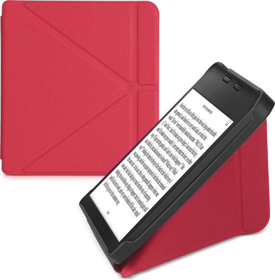 kwmobile e-reader hoesje geschikt voor Tolino Vision 6 hoes - Ereader flip case met standaard - E reader cover van kunstleer - In donkerrood