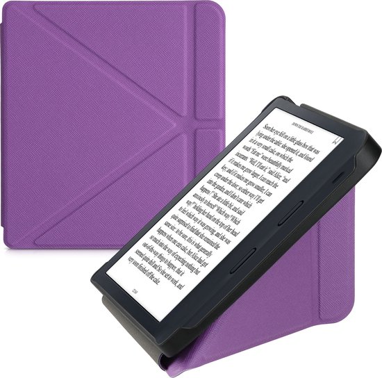 kwmobile e-reader hoesje geschikt voor Kobo Libra 2 hoes - Ereader flip case met standaard - E reader cover van kunstleer - In paars