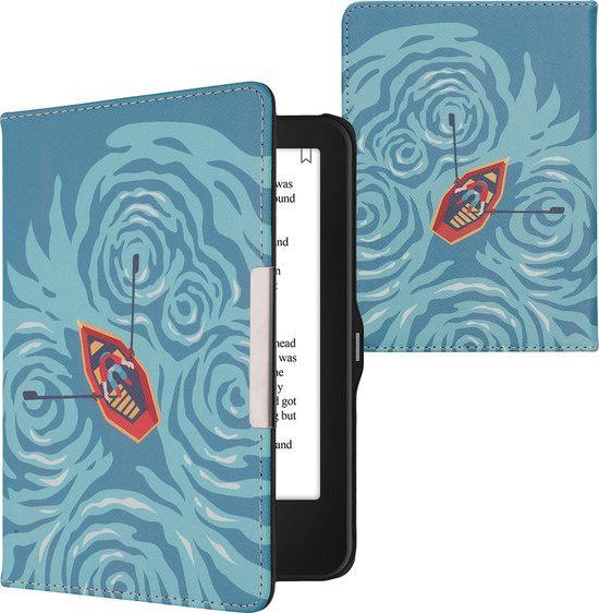 kwmobile e-reader hoesje geschikt voor Tolino Vision 1 / 2 / 3 / 4 HD hoes - E reader flip case met magnetische sluiting - Ereader cover - Bootjes design in donkerblauw / lichtblauw / rood