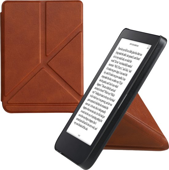 kwmobile e-reader hoesje geschikt voor Kobo Clara 2E hoes - Ereader flip case met standaard - E reader cover van kunstleer - In bruin