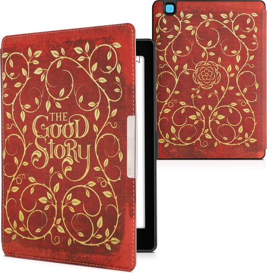 kwmobile e-reader hoesje geschikt voor Kobo Aura ONE hoes - E reader flip case met magnetische sluiting - Ereader cover - Sprookjesboek design in geel / oranje / rood