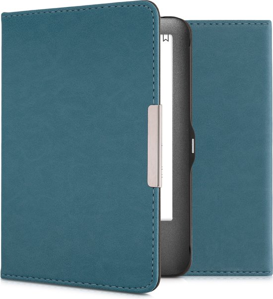 kwmobile e-reader hoesje geschikt voor Tolino Shine (2013) hoes - E reader flip case met magnetische sluiting - Ereader cover in petrol