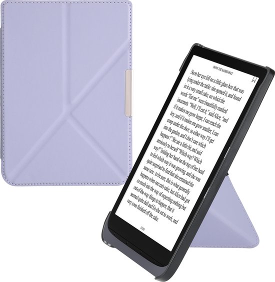 kwmobile e-reader hoesje geschikt voor Pocketbook InkPad 3 / 3 Pro / Color / Vivlio InkPad 3 hoes - Ereader flip case met standaard - E reader cover van kunstleer - In lavendel