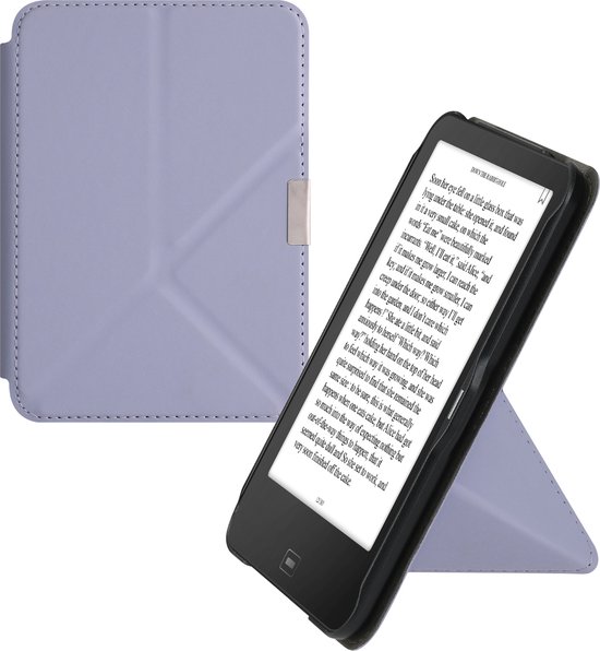 kwmobile e-reader hoesje geschikt voor Tolino Vision 1 / 2 / 3 / 4 HD hoes - Ereader flip case met standaard - E reader cover van kunstleer - In lavendel