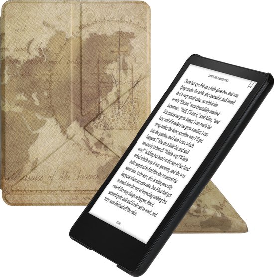 kwmobile e-reader hoesje geschikt voor Amazon Kindle Paperwhite 11. Generation 2021 hoes - Ereader flip case met standaard - E reader cover van kunstleer - In bruin / lichtbruin