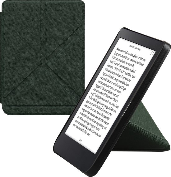 kwmobile e-reader hoesje geschikt voor Kobo Clara 2E hoes - Ereader flip case met standaard - E reader cover van kunstleer - In donkergroen