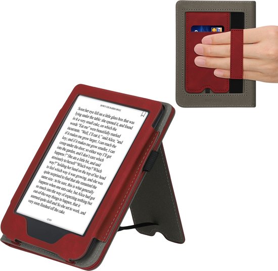 kwmobile e-reader hoesje geschikt voor Kobo Clara 2E hoes - E reader flip case van kunstleer - Ereader cover met stand - In donkerrood