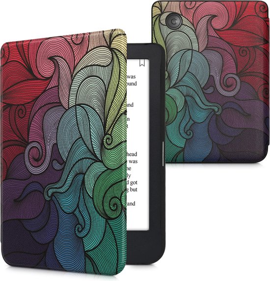 kwmobile e-reader hoesje geschikt voor Kobo Clara 2E hoes - E reader flip case met magnetische sluiting - Ereader cover - Kleurrijk design in roze / blauw / groen