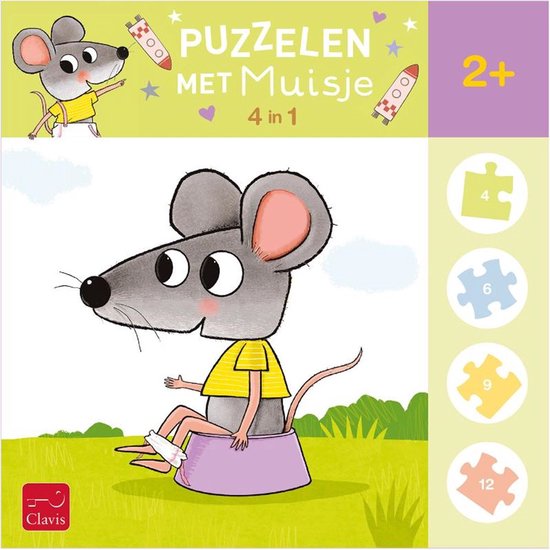 Puzzelen met muisje. 4-in-1-puzzel