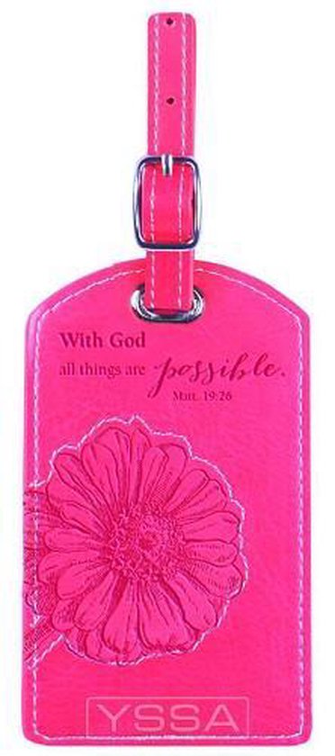 Pink Lux-Leather Keyring W/God Pink Lux-Leather Keyring W/God