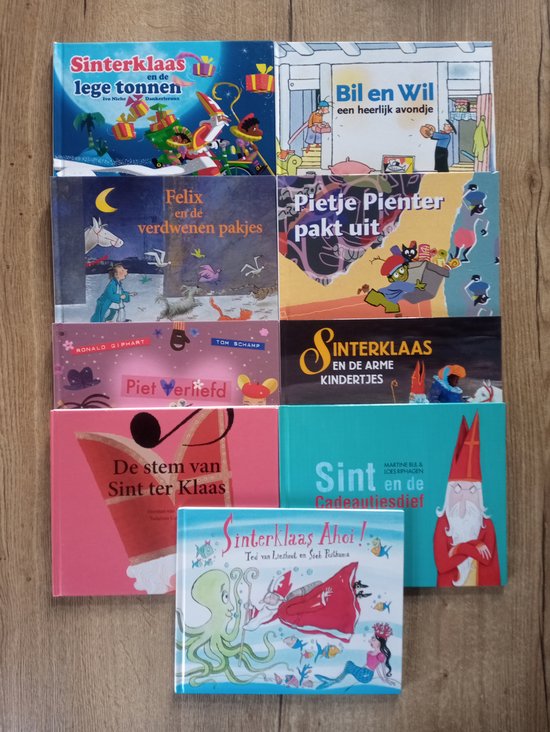 Sinterklaas 9 Delen uit de DE Sinterklaasboekenserie 1 - Sinterklaas Ahoi ! 2 - Sint en de Cadeautjesdief 2 - De Stem van Sinterklaas 4 - Sinterklaas en de Arme Kindertjes 5 - Bil en Wil een Heerlijk Avondje 6 - Sinterklaas en de Lege Tonnen