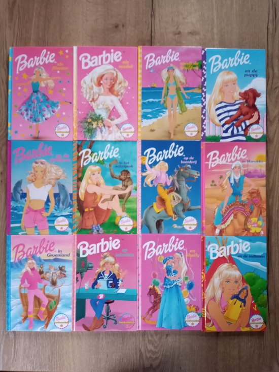 Barbie 12 x Barbie Boekenclub 1 - Als Filmster 2 - Als Model 3 - Speelt de Hoofdrol 4 - En de Puppy 5 - En de Dolfijnen 6 - In het Safaripark 7 - Op de Boerderij 8 - In Marokko 9 - In Groenland 10 - Op Televisie 11 - En Shelly 12 - En de Indianen