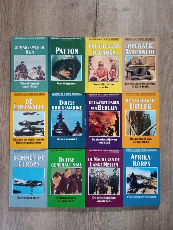 Bibliotheek van de Tweede Wereldoorlog 12 x 1 - Opmars over de Rijn 2 - Patton 3 - Het Beleg van Tobroek 4 - Operatie Avalanche 5 - Duitse Generale Staf 6 - De Luftwaffe 7 - Duitse Kriegsmarine 8 - De Laatste Dagen van Berlijn 9 - De Aanslag op Hitle