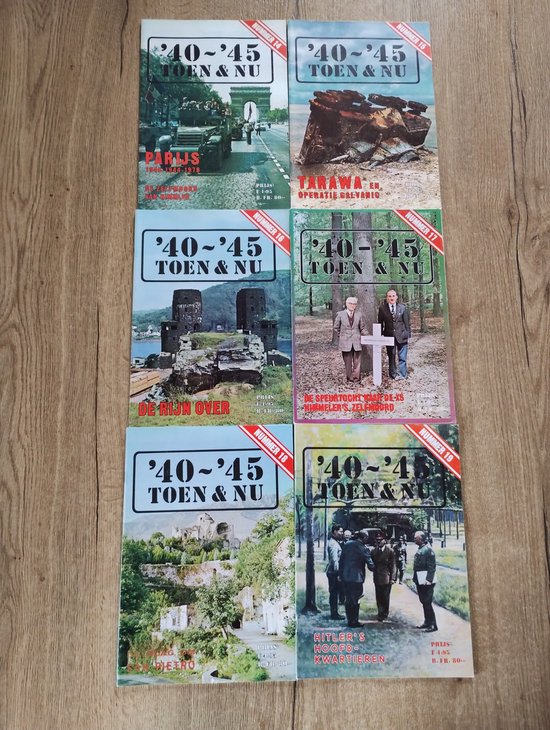 ' 40 - ' 45 Toen en Nu Kwartaal Blad Over Onderwerpen uit de Tweede Wereld Oorlog 6 Delen 1 - Deel 14 Parijs 1940-1944-1978 - De Zelfmoord van Himmler 2 - Deel 15 Tarawa en Operatie Galvanic 3 - Deel 16 De Rijn Over 4 - De Speurtocht naar de X5 - Him