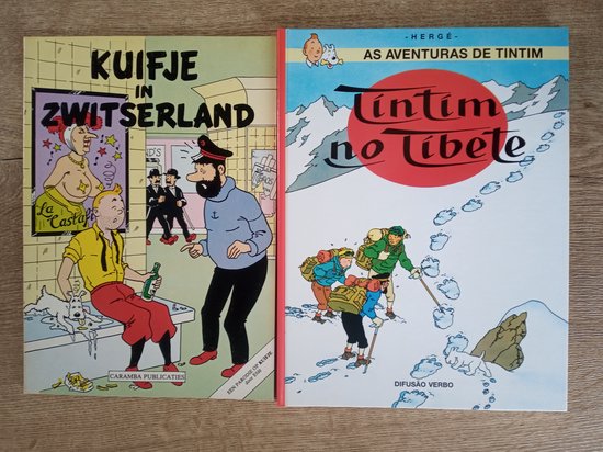 Kuifje 2 x Speciale Uitgave , 1- TinTin No Tibete Portugese Taal , Hardcover , 2 - Kuifje in Zwitserland Een Parodie op Kuifje door Efde , Paperback 5e Druk 1982