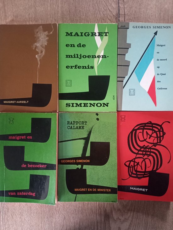 6 x Maigret , Georges Simenon , Maigret en de Moord op de Quai des Orfevres , Maigret en de Miljoenen Erfenis , Maigret Aarzelt , Maigret , Maigret en de Minister , Maigret en de Bezoeker van Zaterdag