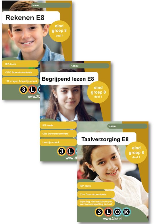 CITO oefenboeken voordeelset Rekenen, Begrijpend lezen & Taalverzorging groep 8 - CITO - IEP - Doorstroomtoets - Rekenen - Begrijpend lezen - Taalverzorging - Spelling - Taal - groep 8 - toets - oefenen - basisschool - 3lok onderwijs