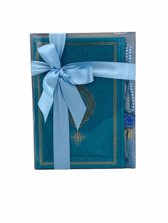 Thermo leren Koran met Tasbeeh Turquoise Small