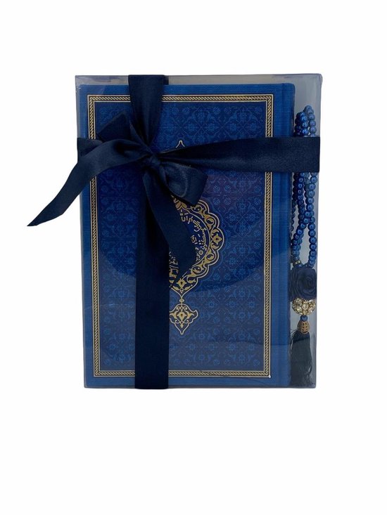 Thermo leren Koran met Tasbeeh Donkerblauw Small