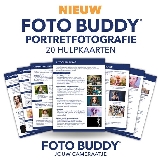 Foto Buddy - Portretfotografie - 20 Fotografie Hulpkaarten - Iedere situatie de baas!