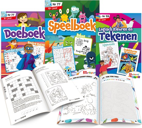 Denksport Junior puzzelboek kids pakket nr. 3